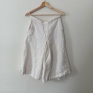 Max Mara Off White Striped Linen Pleated Culottes - Size US8 (IT 42)